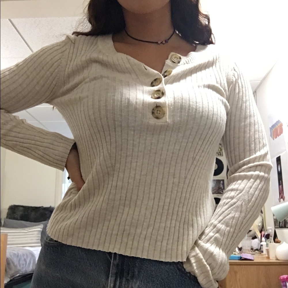 Cream American Eagle Henley